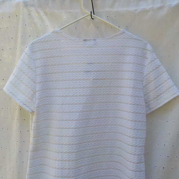 NWT White short sleeve Dress Top with partial sheer stripes SZ XL - Picture 11 of 16